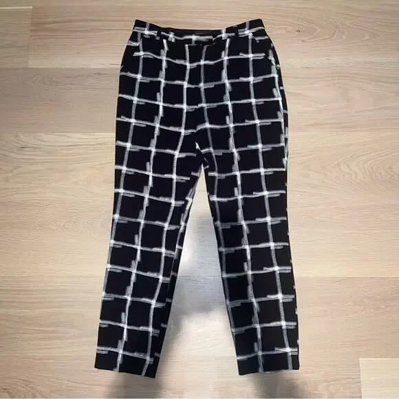Topshop Windowpane Print Crepe Cigarette Pants 6 - Picture 6 of 12
